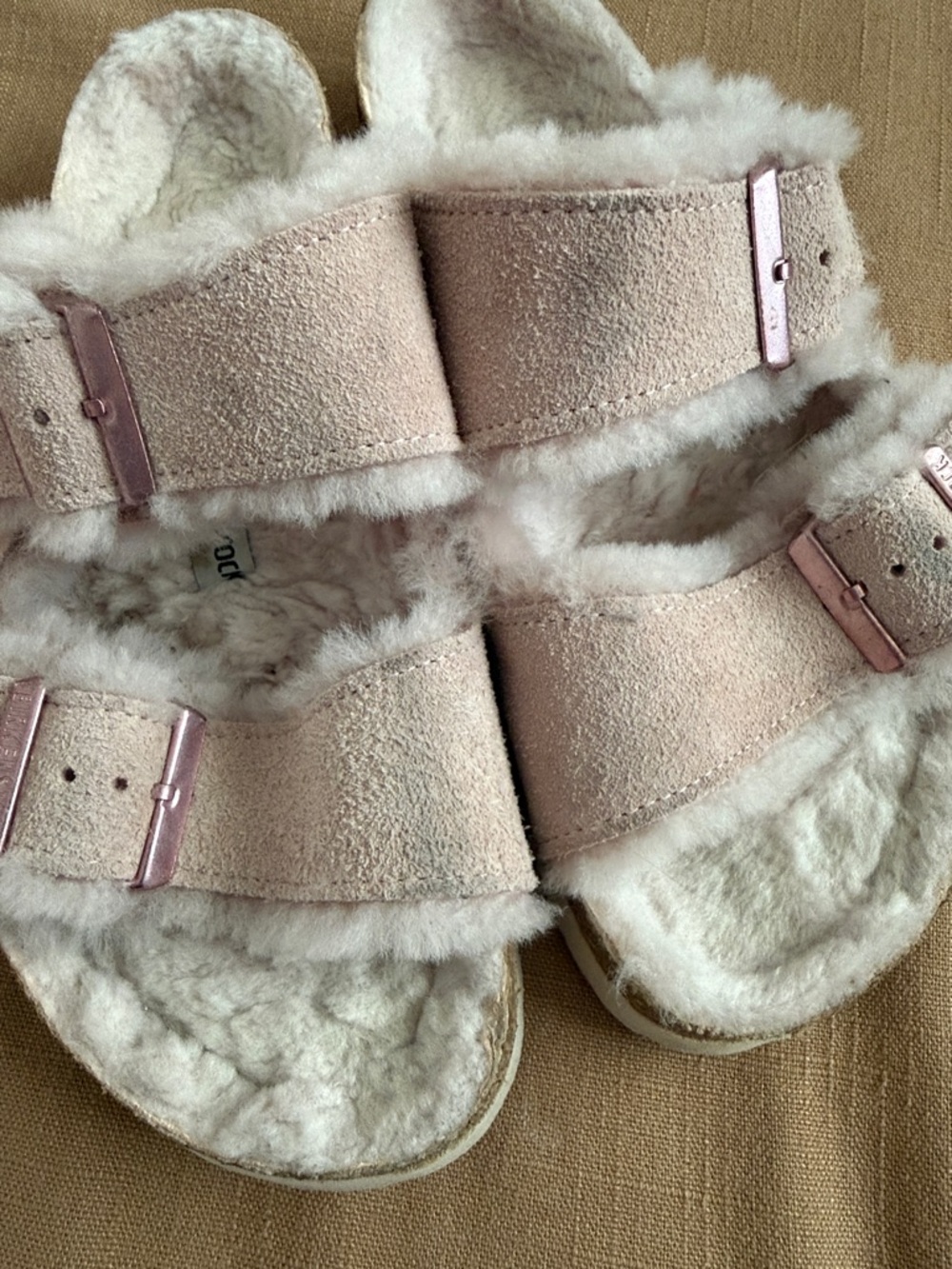 Birkenstock Arizona Shearling Suede Leather Light Rose - Picture 3 of 5